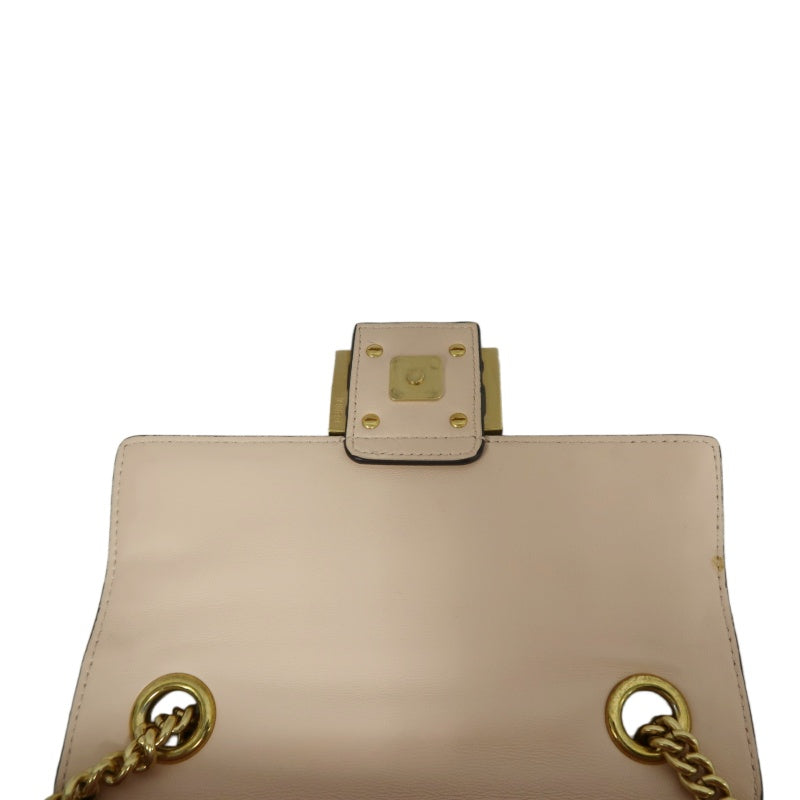 FENDI Baguette Calf Leather Shoulder Bag Pink Gold-Tone Hardware