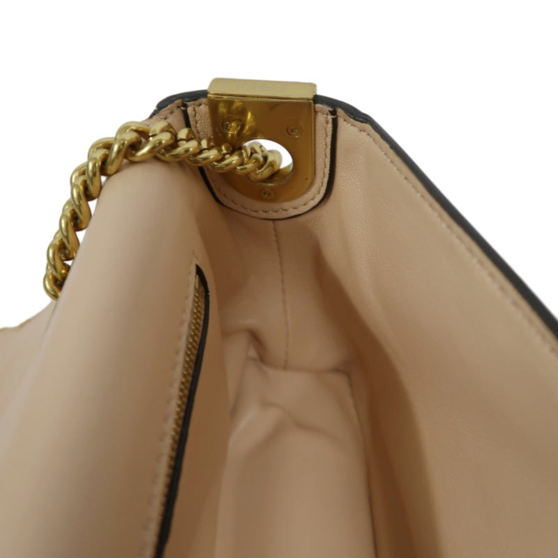 FENDI Baguette Calf Leather Shoulder Bag Pink Gold-Tone Hardware