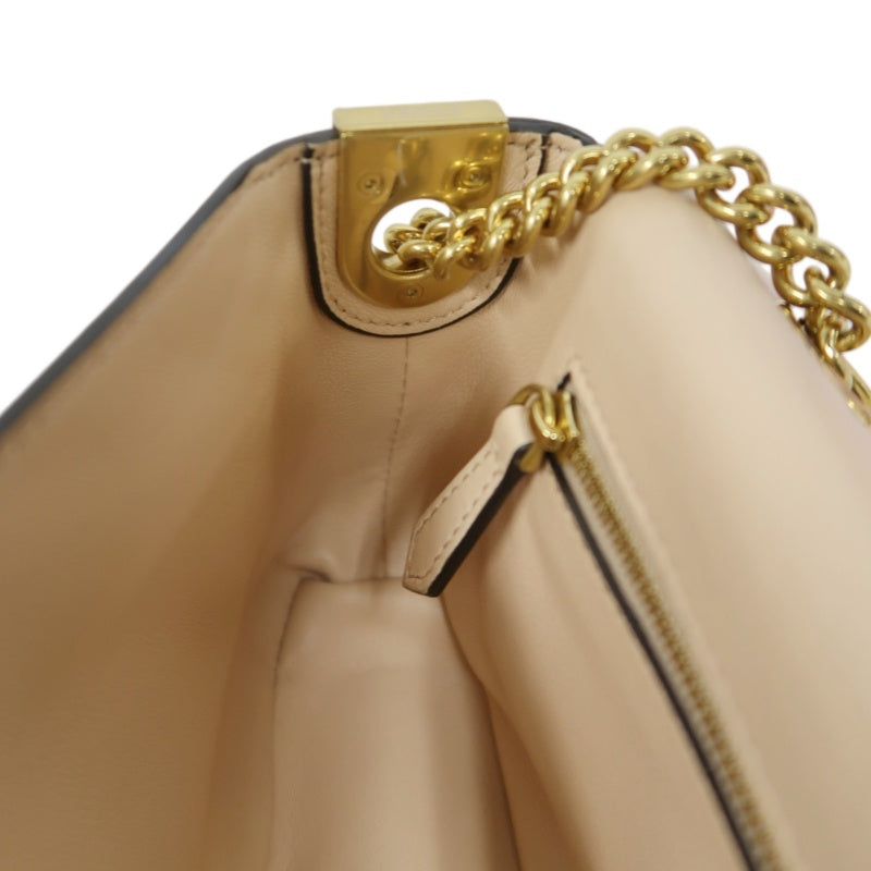 FENDI Baguette Calf Leather Shoulder Bag Pink Gold-Tone Hardware
