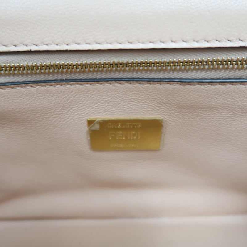 FENDI Baguette Calf Leather Shoulder Bag Pink Gold-Tone Hardware