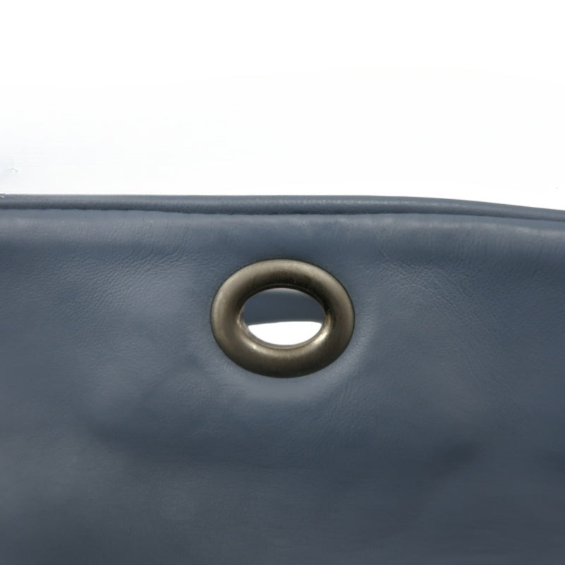 BOTTEGA VENETA Intrecciato Leather Shoulder Bag Blue Silver-Tone Hardware