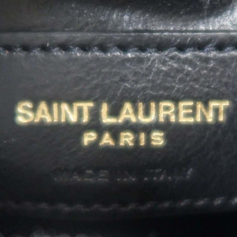 YVES SAINT LAURENT Cassandra V-Stitch Calf Leather Shoulder Bag Black Gold-Tone Hardware