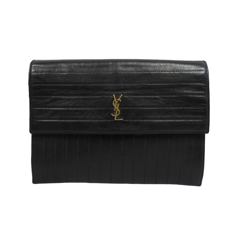 YVES SAINT LAURENT  Shoulder Bag Black Calfskin Gold-Tone Hardware