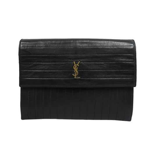 YVES SAINT LAURENT  Shoulder Bag Black Calfskin Gold-Tone Hardware