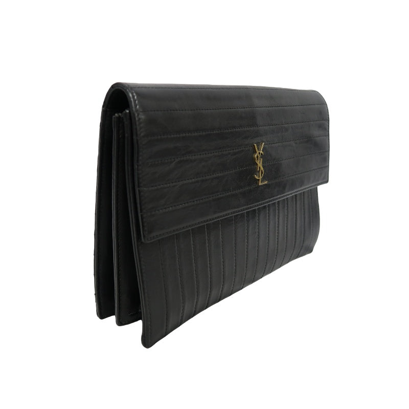 YVES SAINT LAURENT  Shoulder Bag Black Calfskin Gold-Tone Hardware