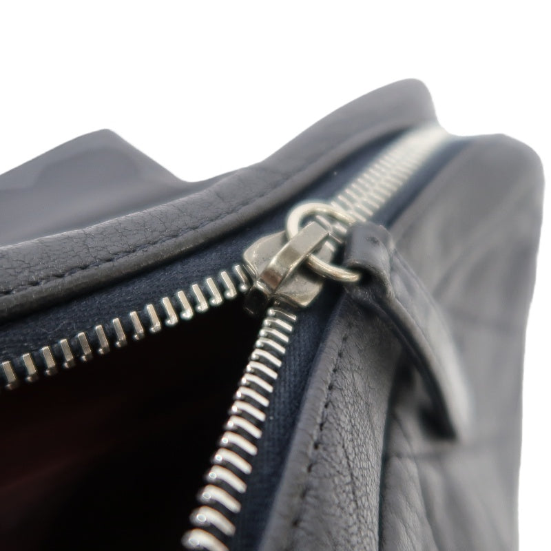 CHANEL Matelassé Shoulder Bag Black Lambskin Silver-Tone Hardware