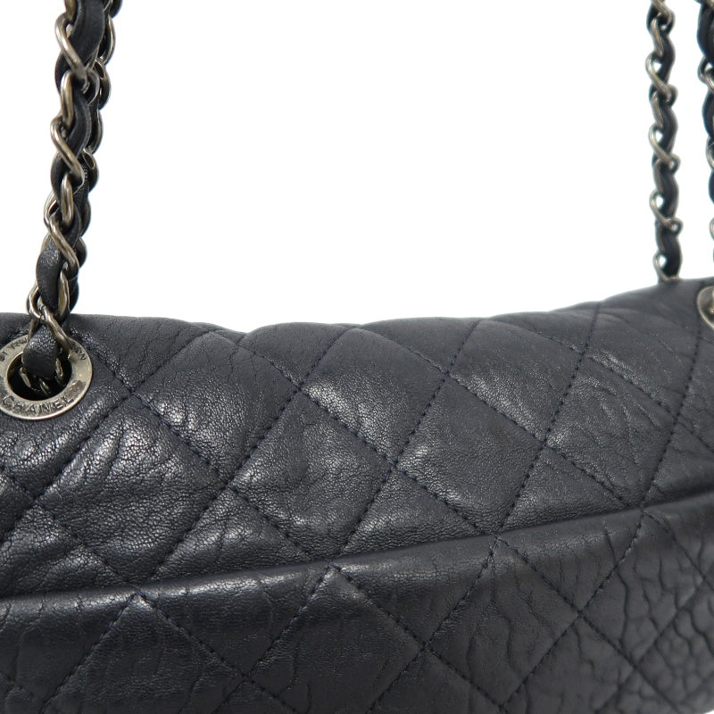 CHANEL Matelassé Shoulder Bag Black Lambskin Silver-Tone Hardware