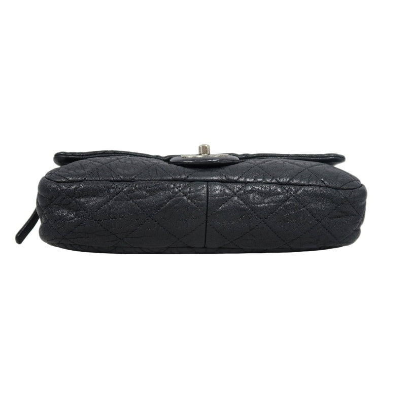 CHANEL Matelassé Shoulder Bag Black Lambskin Silver-Tone Hardware