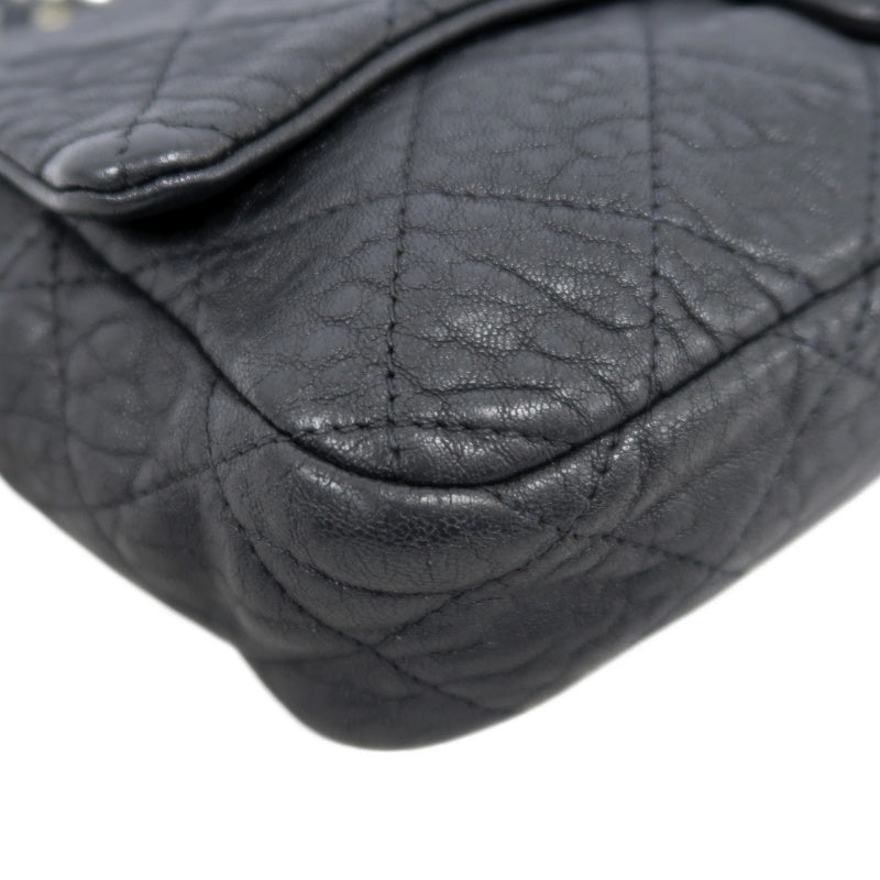 CHANEL Matelassé Shoulder Bag Black Lambskin Silver-Tone Hardware