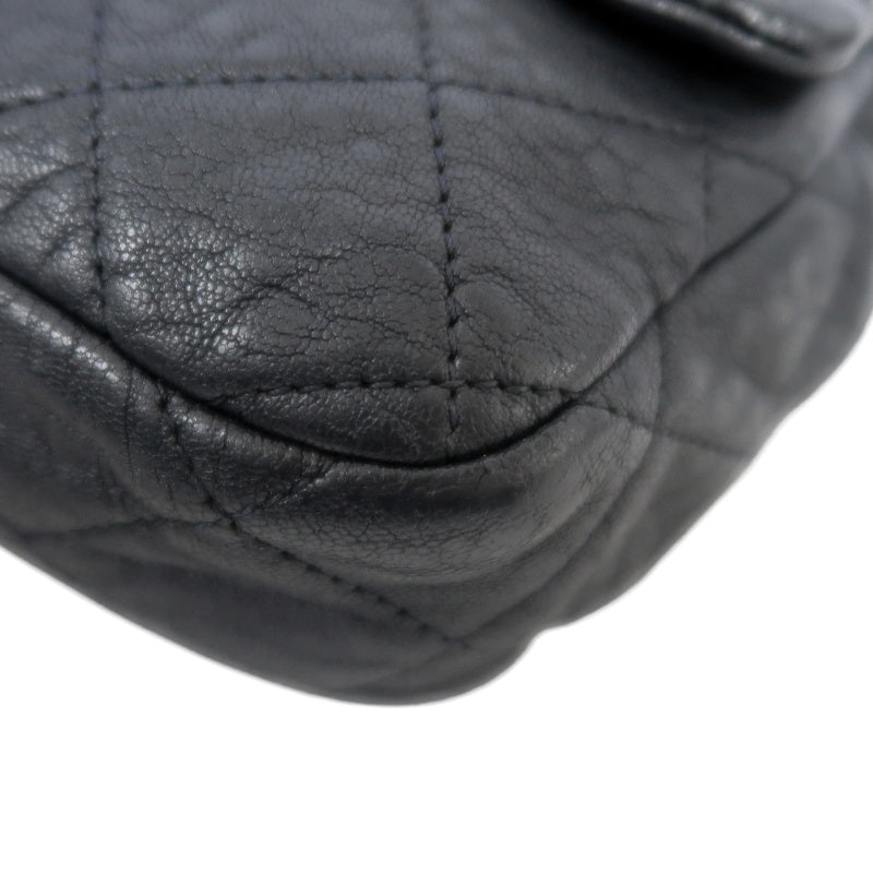 CHANEL Matelassé Shoulder Bag Black Lambskin Silver-Tone Hardware