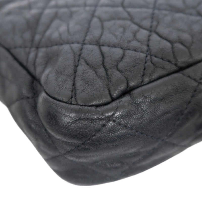CHANEL Matelassé Shoulder Bag Black Lambskin Silver-Tone Hardware