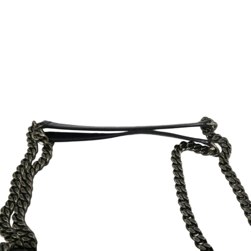 YVES SAINT LAURENT  Niki Leather Shoulder Bag Black Silver-Tone Hardware