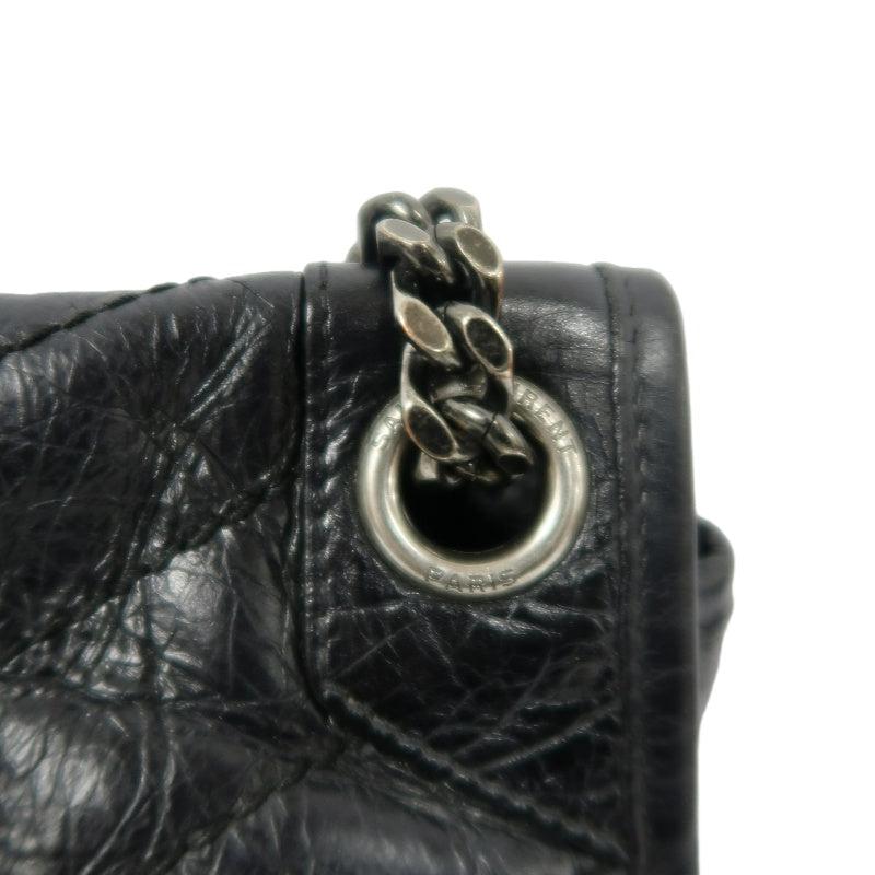 YVES SAINT LAURENT  Niki Leather Shoulder Bag Black Silver-Tone Hardware
