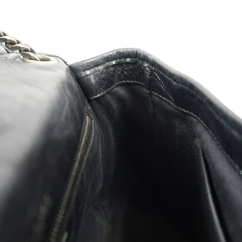 YVES SAINT LAURENT  Niki Leather Shoulder Bag Black Silver-Tone Hardware