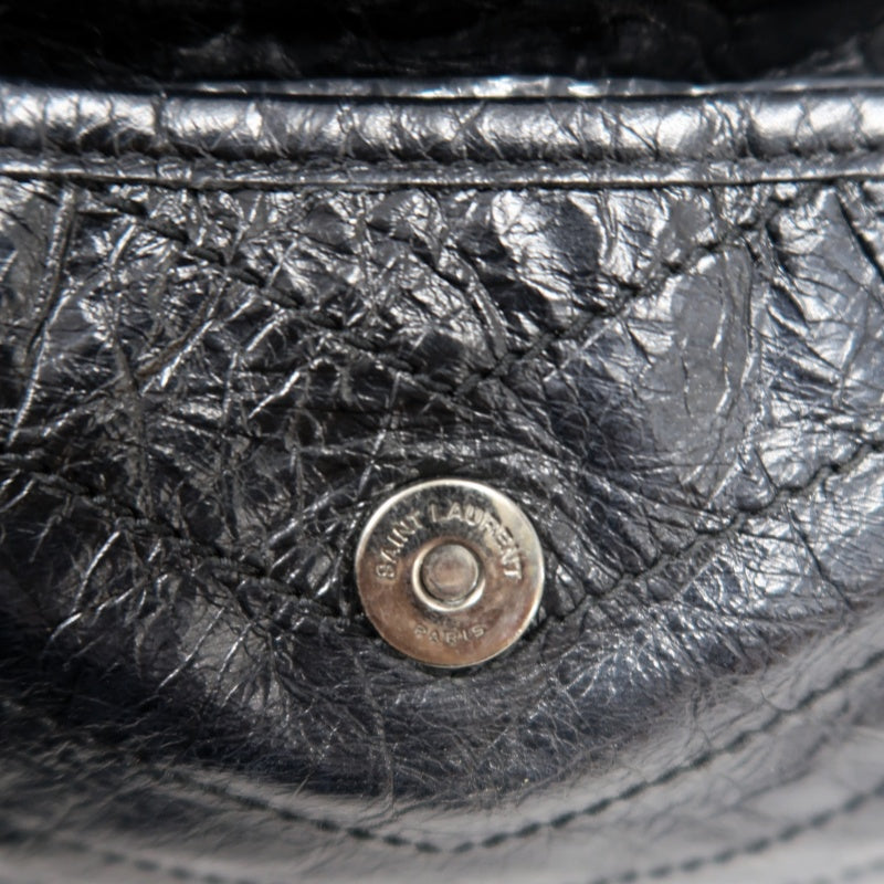 YVES SAINT LAURENT  Niki Leather Shoulder Bag Black Silver-Tone Hardware