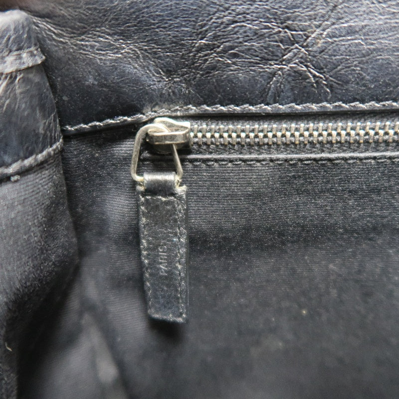 YVES SAINT LAURENT  Niki Leather Shoulder Bag Black Silver-Tone Hardware
