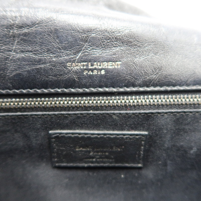 YVES SAINT LAURENT  Niki Leather Shoulder Bag Black Silver-Tone Hardware