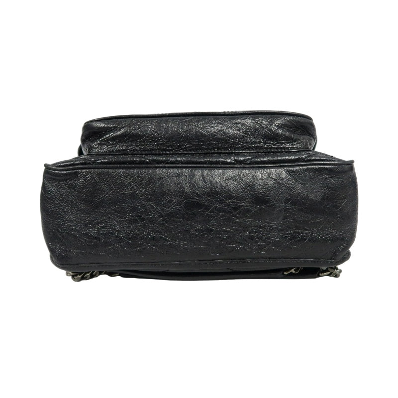 YVES SAINT LAURENT  Niki Leather Shoulder Bag Black Silver-Tone Hardware