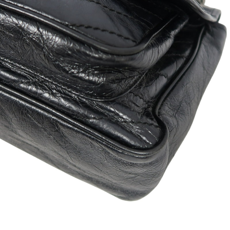 YVES SAINT LAURENT  Niki Leather Shoulder Bag Black Silver-Tone Hardware