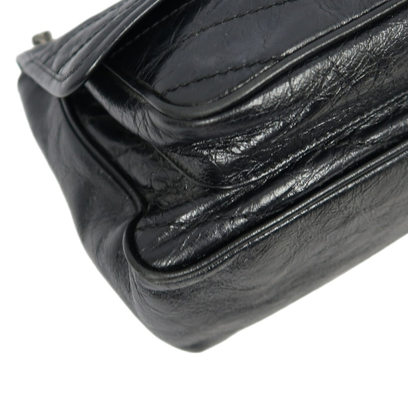 YVES SAINT LAURENT  Niki Leather Shoulder Bag Black Silver-Tone Hardware