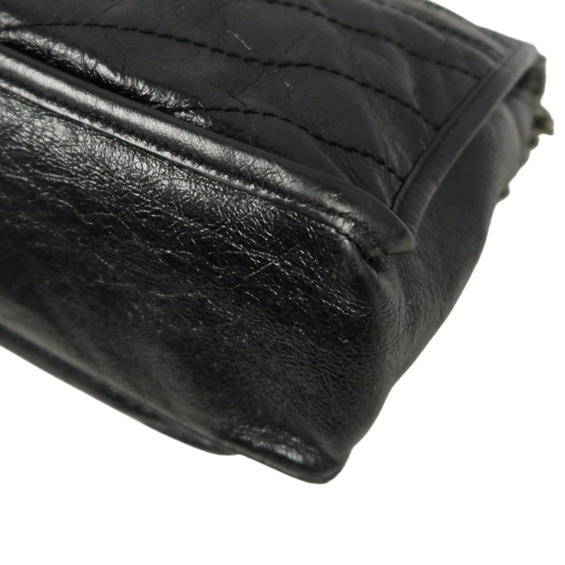 YVES SAINT LAURENT  Niki Leather Shoulder Bag Black Silver-Tone Hardware