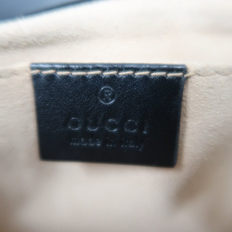 GUCCI Marmont GG Logo Leather Shoulder Bag Black Gold-Tone Hardware