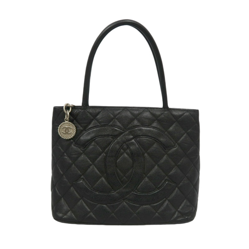 CHANEL Reissue Tote Caviar Leather Bag Black Silver Plate