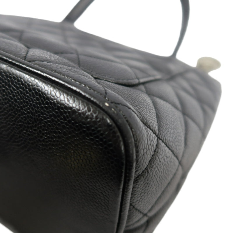 CHANEL Reissue Tote Caviar Leather Bag Black Silver Plate