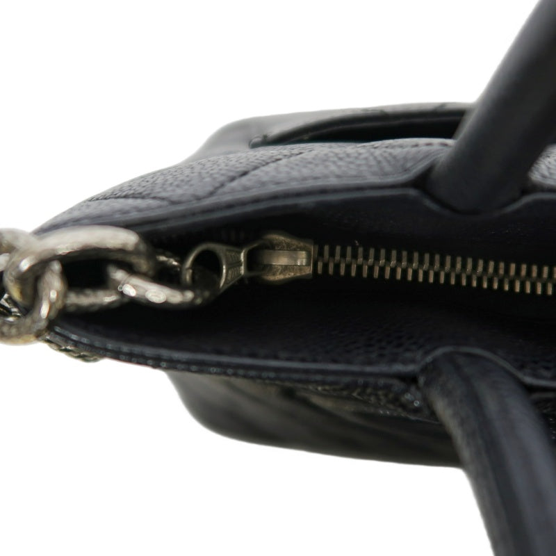 CHANEL Reissue Tote Caviar Leather Bag Black Silver Plate