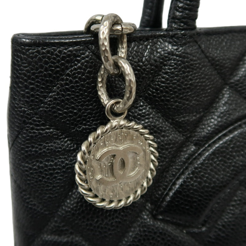 CHANEL Reissue Tote Caviar Leather Bag Black Silver Plate