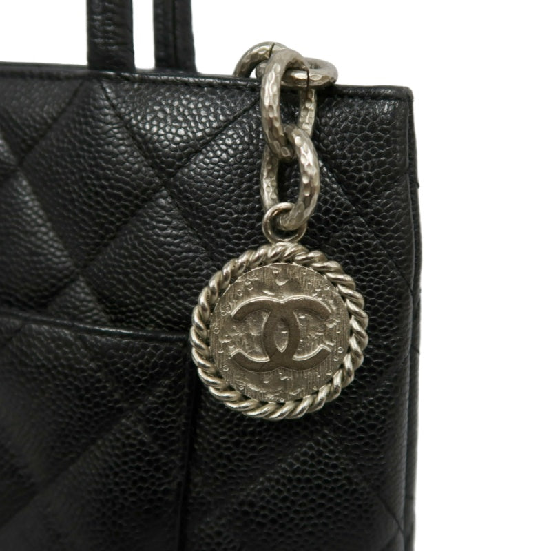 CHANEL Reissue Tote Caviar Leather Bag Black Silver Plate