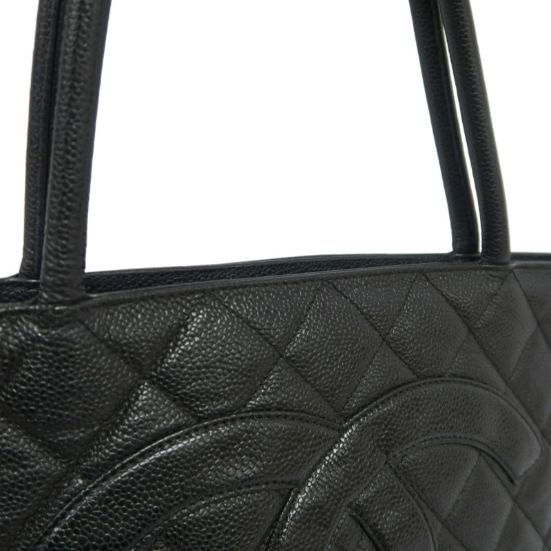 CHANEL Reissue Tote Caviar Leather Bag Black Silver Plate