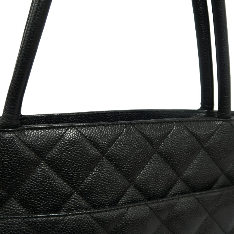 CHANEL Reissue Tote Caviar Leather Bag Black Silver Plate