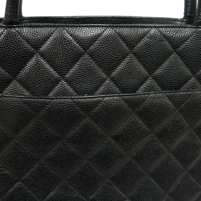 CHANEL Reissue Tote Caviar Leather Bag Black Silver Plate