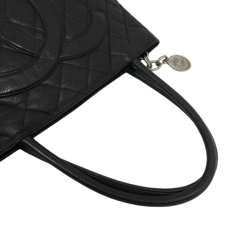 CHANEL Reissue Tote Caviar Leather Bag Black Silver Plate