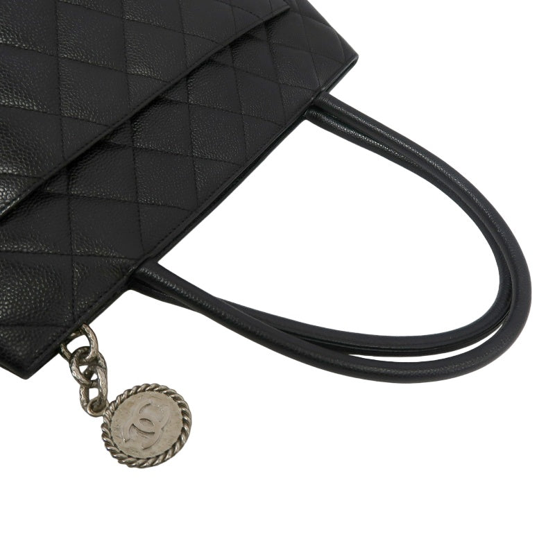 CHANEL Reissue Tote Caviar Leather Bag Black Silver Plate