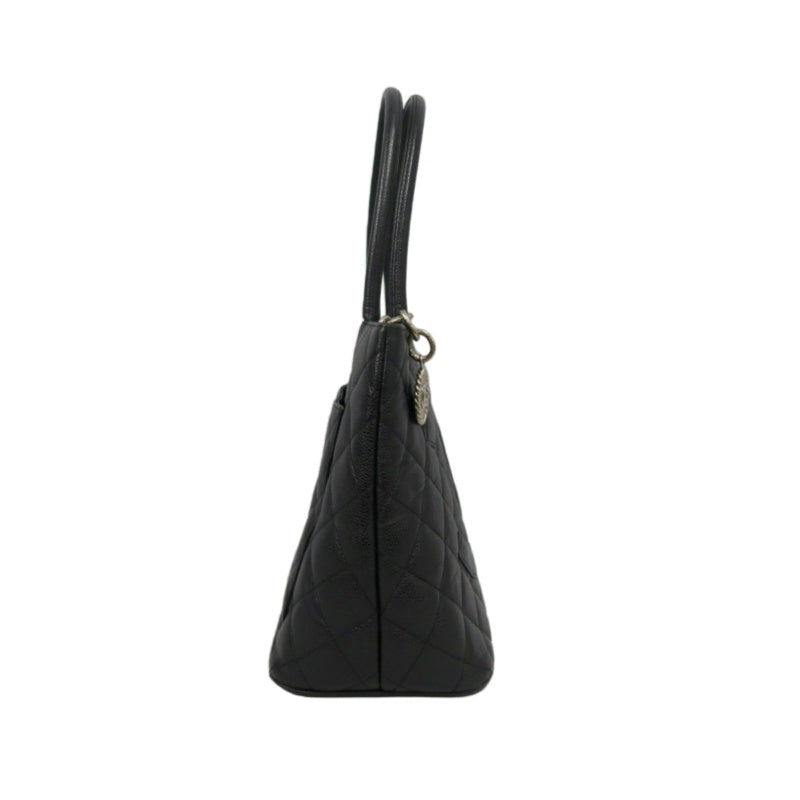 CHANEL Reissue Tote Caviar Leather Bag Black Silver Plate