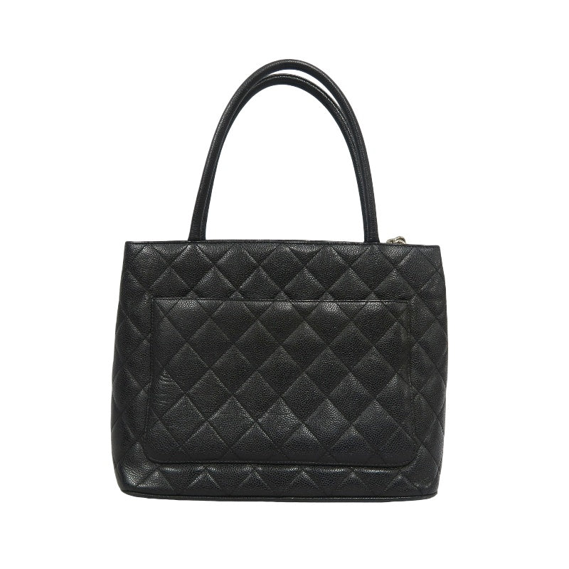CHANEL Reissue Tote Caviar Leather Bag Black Silver Plate