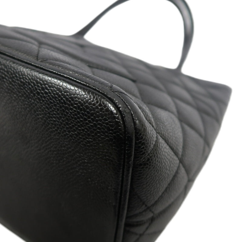 CHANEL Reissue Tote Caviar Leather Bag Black Silver Plate