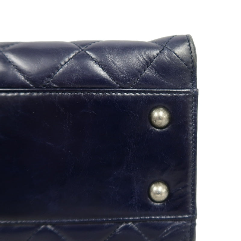 CHANEL Matelasse Lambskin Tote Bag Black Silver-Tone Hardware
