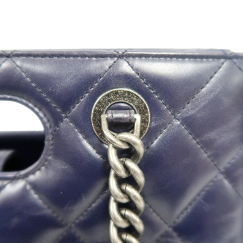 CHANEL Matelasse Lambskin Tote Bag Black Silver-Tone Hardware