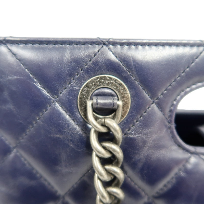 CHANEL Matelasse Lambskin Tote Bag Black Silver-Tone Hardware