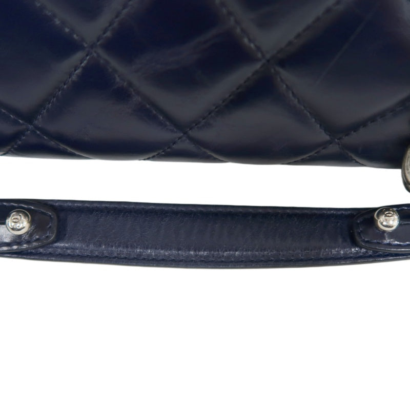 CHANEL Matelasse Lambskin Tote Bag Black Silver-Tone Hardware