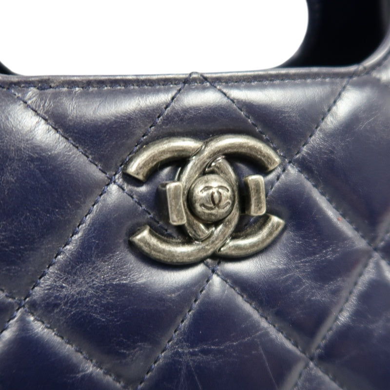 CHANEL Matelasse Lambskin Tote Bag Black Silver-Tone Hardware