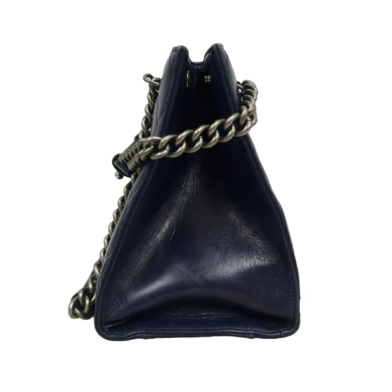 CHANEL Matelasse Lambskin Tote Bag Black Silver-Tone Hardware