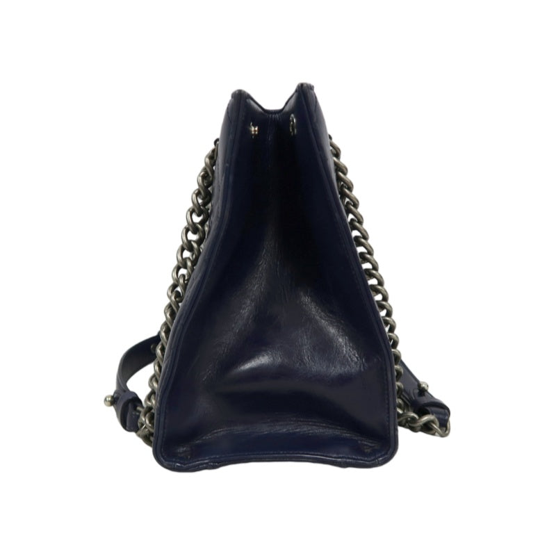CHANEL Matelasse Lambskin Tote Bag Black Silver-Tone Hardware