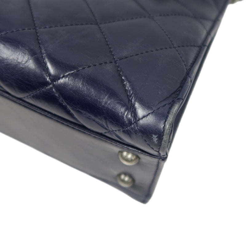 CHANEL Matelasse Lambskin Tote Bag Black Silver-Tone Hardware