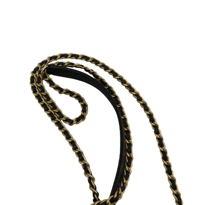 CHANEL CC Filigree Caviar Leather Handbag White/Black Gold-Tone Hardware with Shoulder Strap