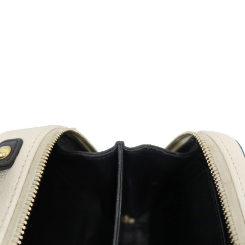CHANEL CC Filigree Caviar Leather Handbag White/Black Gold-Tone Hardware with Shoulder Strap