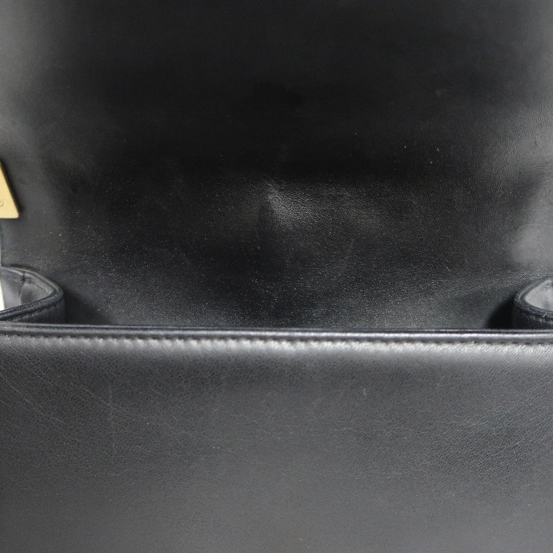 CHANEL Boy Matelassé Lambskin Shoulder Bag Black Gold-Tone Hardware